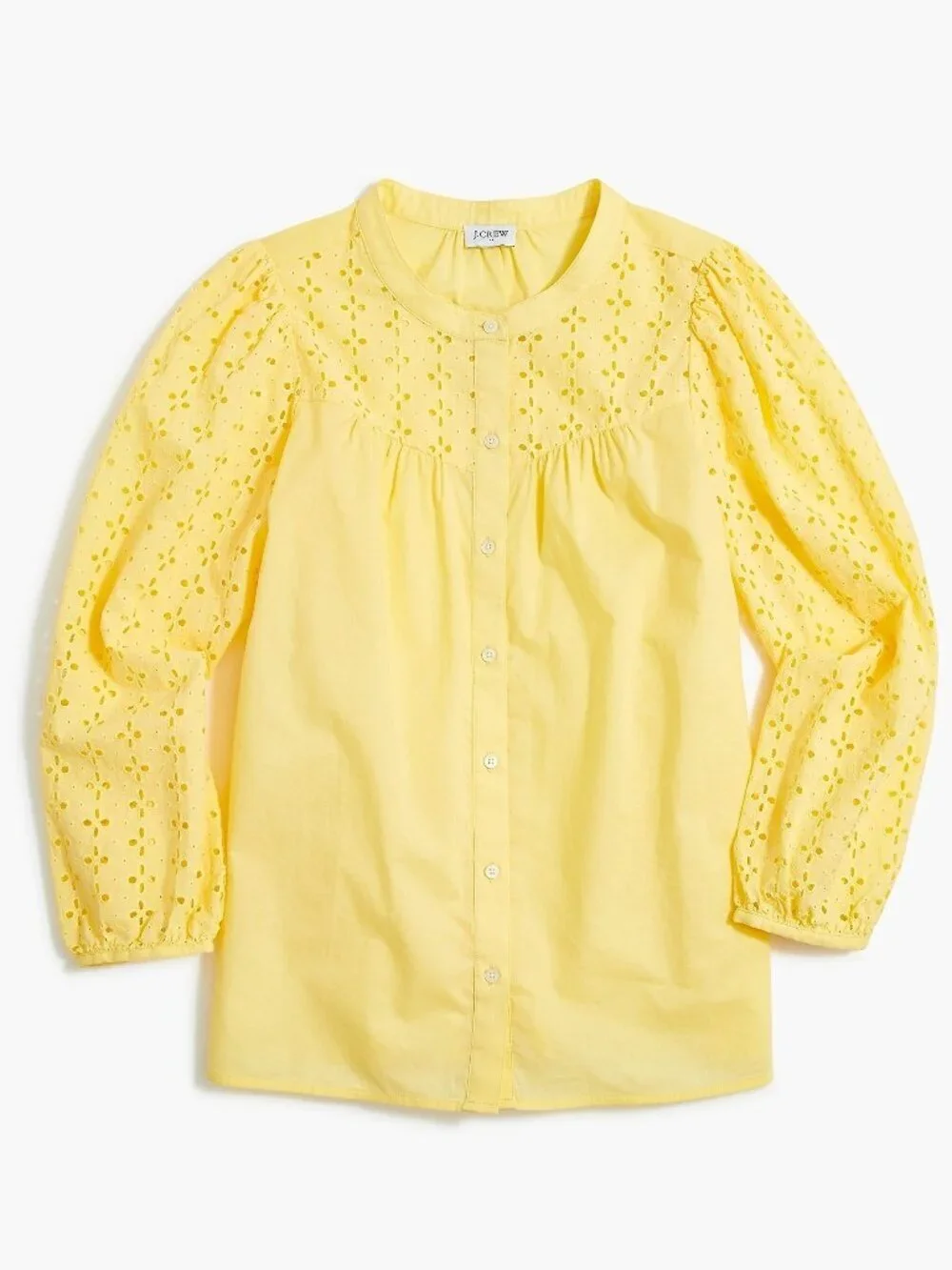 2/$30 J. Crew Mixed-media Button-front Top in Sunlight Large #A1965